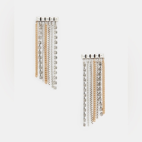 ALLSAINTS-Farrah Chain Earrings-warm brass/black-NWT - Picture 3 of 8